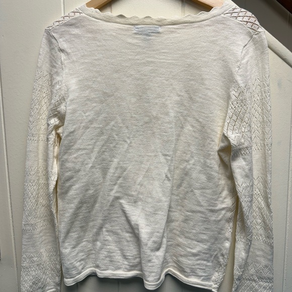 Frye Women's Ivory Pointelle Button Front Cardigan 100% Cotton Size Medium - Picture 5 of 5